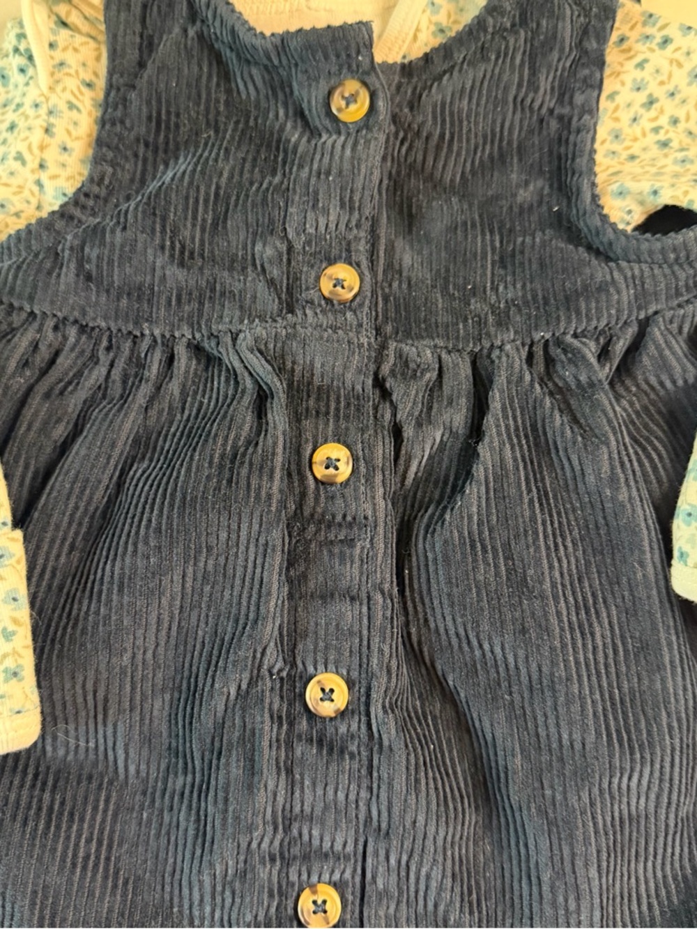 Carter's Navy Corduroy Dress with Blue Floral Onesie - Picture 4 of 4